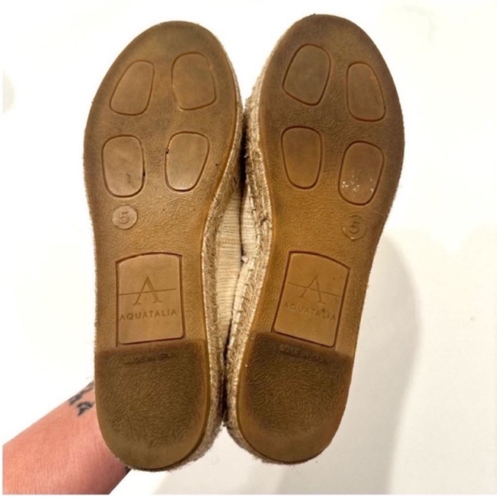 Aquatalia Flyn Cream low top lace up flatform espadrille sneakers 5 EUC - Picture 8 of 8